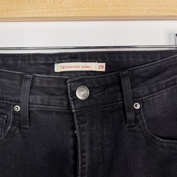 Levis Womens 29 Washed Black 721 High Rise Skinny Jeans Cotton Stretch - Picture 7 of 10